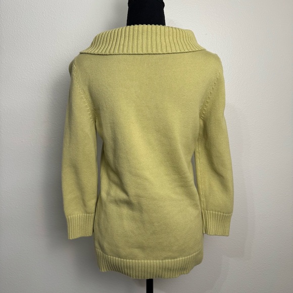 Talbots Women’s Yellow/Green Roll /Round Neck Rib Knitted Sweater Size M Career - Picture 4 of 11